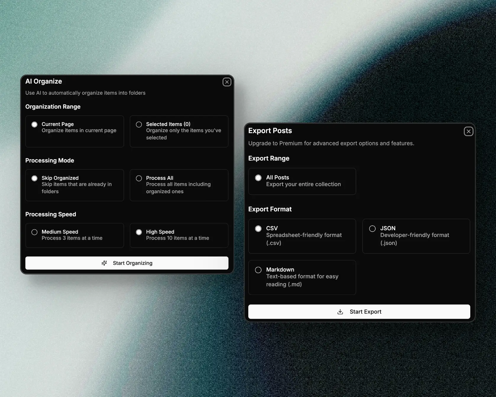 AI Classification + Multi-Format Export
